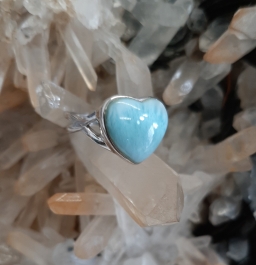 Heart shaped Larimar crystal ring - Heart of the Bay Byron Bay Crystals and Jewellery